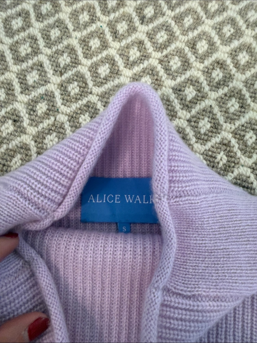 Alice Walk cashmere Lavender Ribbed Turtleneck Sweater - Women - Picture 2 of 3